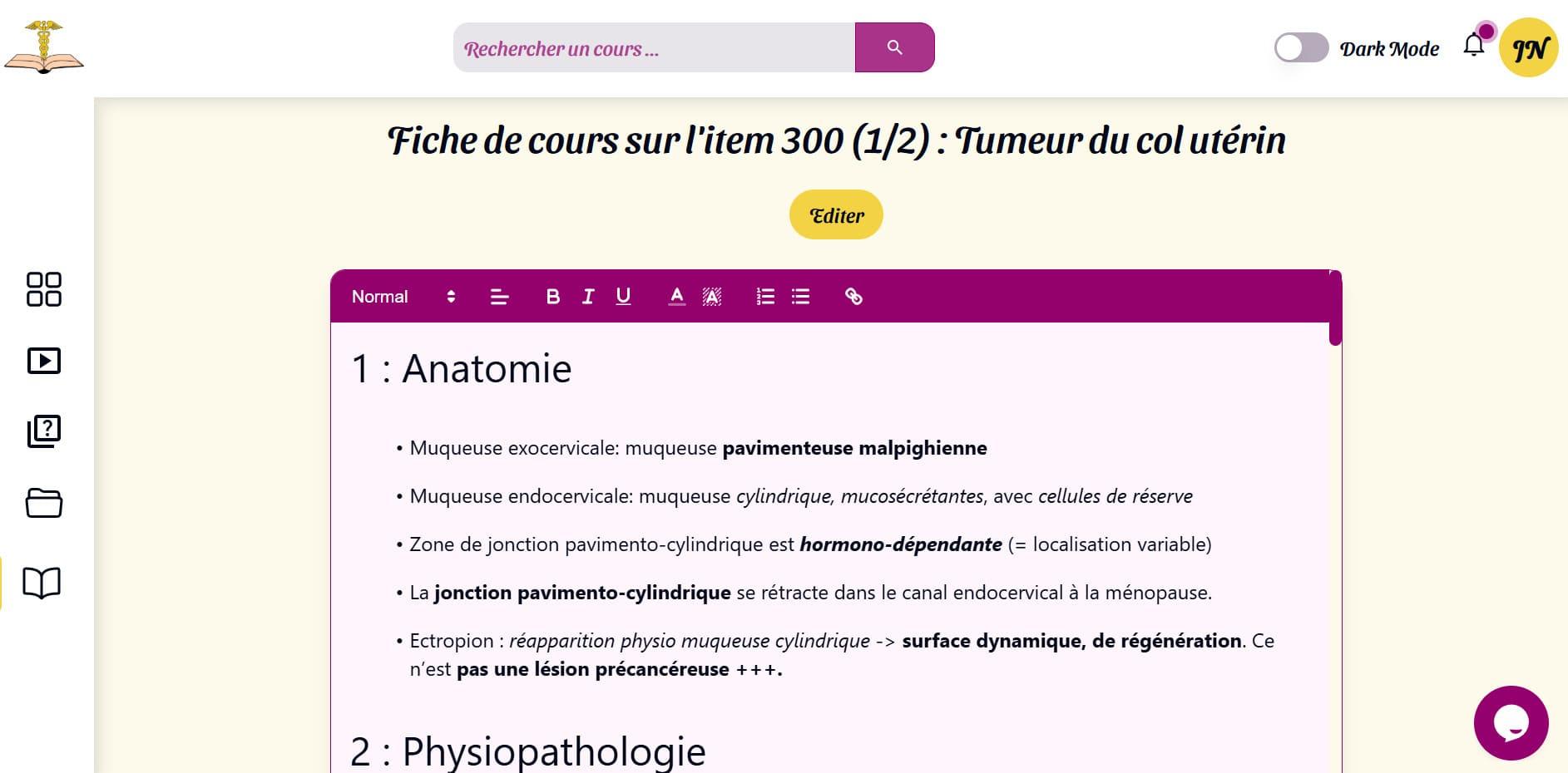 illustration d'une fiche de cours éditable'